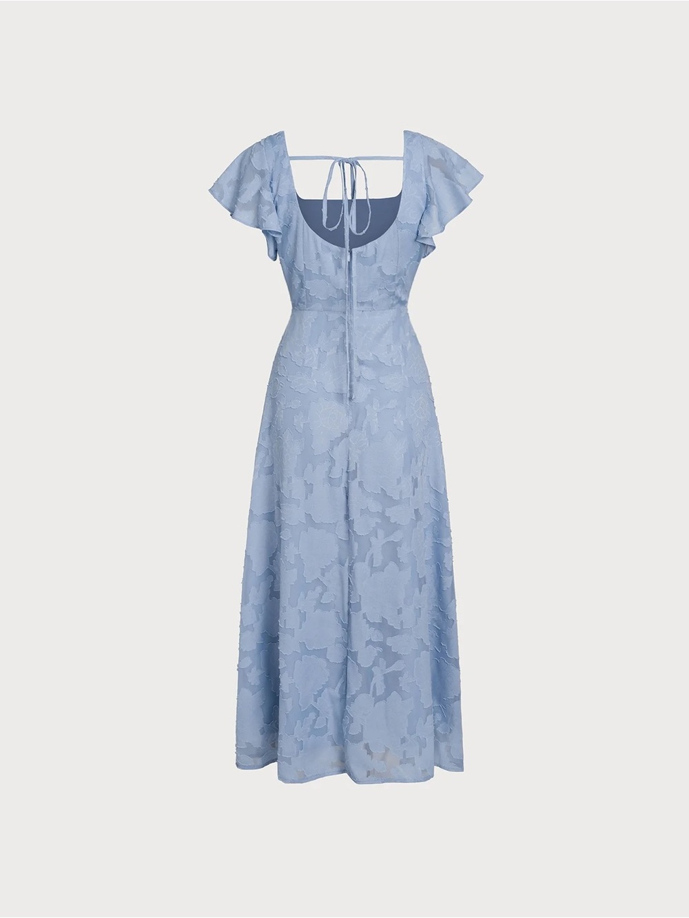 Rihoas Blue Floral Square Neck Midi Dress - Picture 6 of 7
